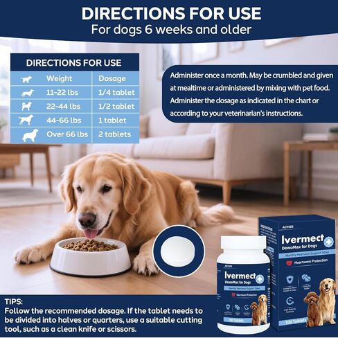 Young Heart for Dogs, lvermect Tablets for Dog – Hawthorn Prevention for Dogs, Heart Health, Circulatory & Cardiovascular System – 7.5 mg, 100 Tablets in Kuwait