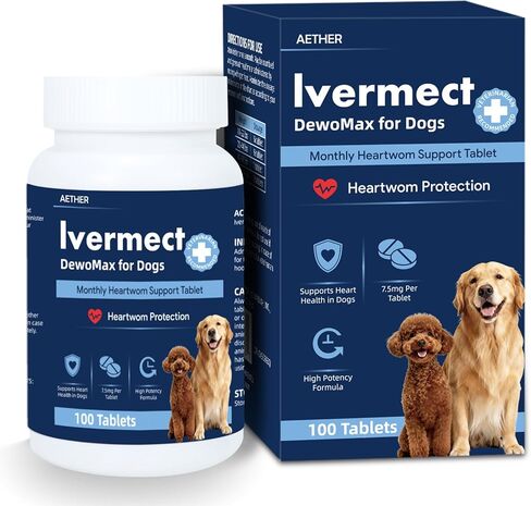 Young Heart for Dogs, lvermect Tablets for Dog – Hawthorn Prevention for Dogs, Heart Health, Circulatory & Cardiovascular System – 7.5 mg, 100 Tablets in Kuwait