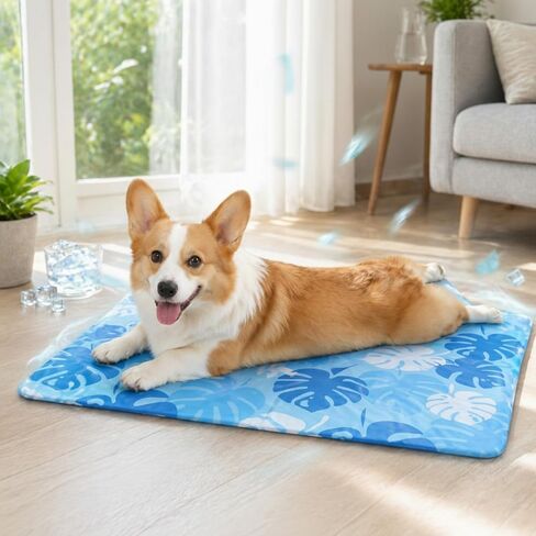 Drydiet Pet Cooling Mat for Small & Medium Dogs and Cats, 25.6"x19.7" Rectangle Gel Pet Pad, No Water, Washable, Indoor/Outdoor Use in Kuwait