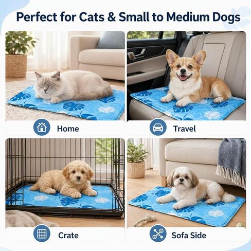 Drydiet Pet Cooling Mat for Small & Medium Dogs and Cats, 25.6"x19.7" Rectangle Gel Pet Pad, No Water, Washable, Indoor/Outdoor Use in Kuwait