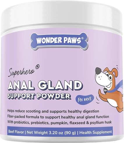 Premium Anal Gland Support Supplement - Dog Anal Gland Treatment With Fiber & Pumpkin for Dogs – Prevents Scooting, Supports Digestion & Anal Gland Health – Probiotics, Enzymes & Psyllium Husk –3.20oz in Kuwait
