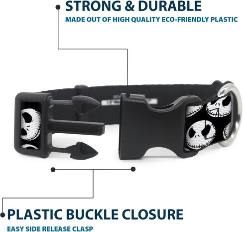 Buckle-Down Plastic Clip Collar - NBC Jack Expressions Scattered Black/White - 1" Wide - Fits 15-26" Neck - Large in Kuwait