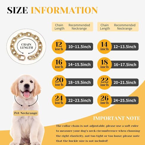 18K Gold Plated Long Link Dog Necklace - Light Metal Chain Fashion Necklace Collar for Large Dogs - 5MM Width Light Metal Chain Pet Necklace (24") in Kuwait