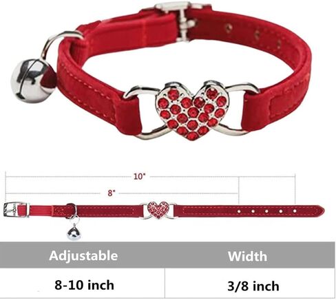 طوق الحيوانات الأليفة Love Cat من Pet Products - طوق ناعم للحيوانات الأليفة قابل للتعديل للجراء والقطط مع جرس، أحمر in Kuwait