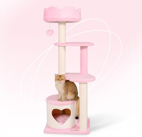 Happy & Polly Cat Tree for Cats, 52.8 Inches, All Breed Sizes, Climbing, Indoor, Wood and Sisal, Floor Mount, Modern in Kuwait