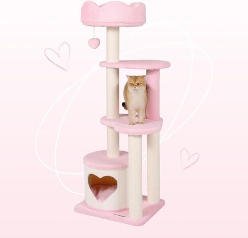 Happy & Polly Cat Tree for Cats, 52.8 Inches, All Breed Sizes, Climbing, Indoor, Wood and Sisal, Floor Mount, Modern in Kuwait
