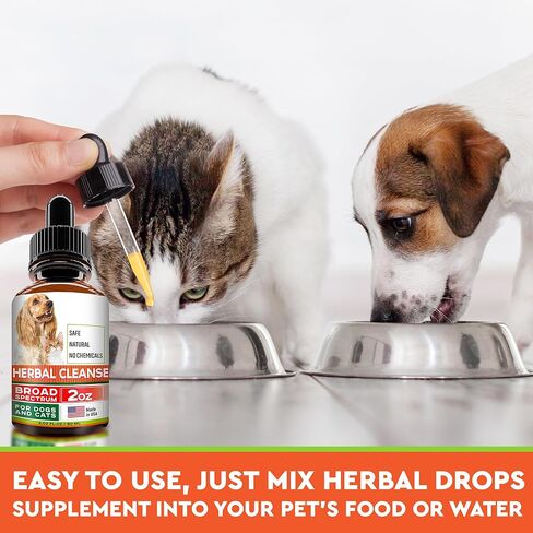 Herbal Cleanse fot Cats and Dogs - Homeopathics Parasites and Toxins for Dogs and Cats - All Breeds and Size - Puppy & Kitten - 2oz in Kuwait