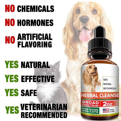 Herbal Cleanse fot Cats and Dogs - Homeopathics Parasites and Toxins for Dogs and Cats - All Breeds and Size - Puppy & Kitten - 2oz in Kuwait