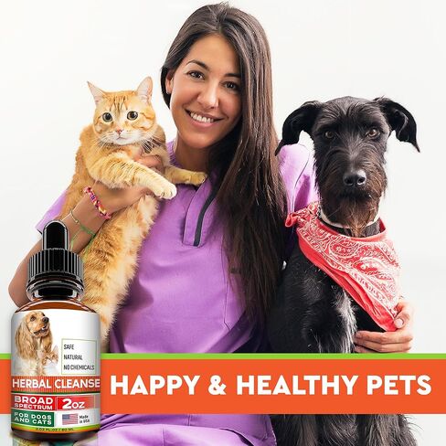 Herbal Cleanse fot Cats and Dogs - Homeopathics Parasites and Toxins for Dogs and Cats - All Breeds and Size - Puppy & Kitten - 2oz in Kuwait