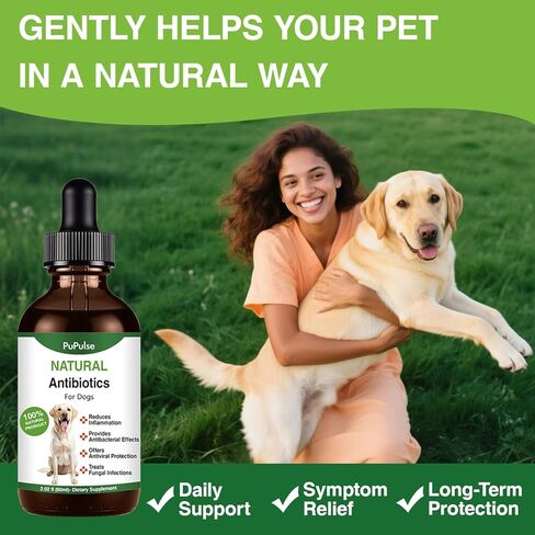 Antibiotics for Dogs | Natura Antibiotics for Dogs | Dietary Supplement Pet Antibiotic | Dog Vitamins and Supplements | Dog Antibiotic | 2 Oz in Kuwait