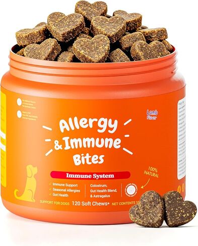 Multi-Symptom Dog Allergy Relief Chews with Probiotics - Soothe Itching, Ears, Paws - Lamb Flavored, 120ct in Kuwait