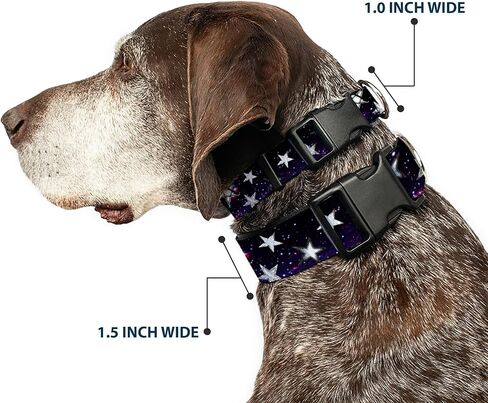 Buckle-Down Plastic Clip Collar - Glowing Stars in Space Black/Purple/White - 1" Wide - Fits 9-15" Neck - Small in Kuwait
