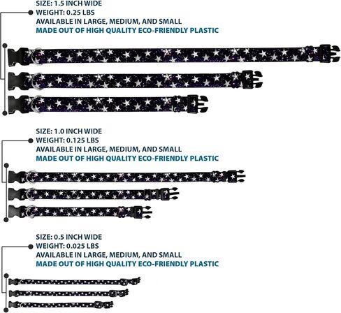 Buckle-Down Plastic Clip Collar - Glowing Stars in Space Black/Purple/White - 1" Wide - Fits 9-15" Neck - Small in Kuwait