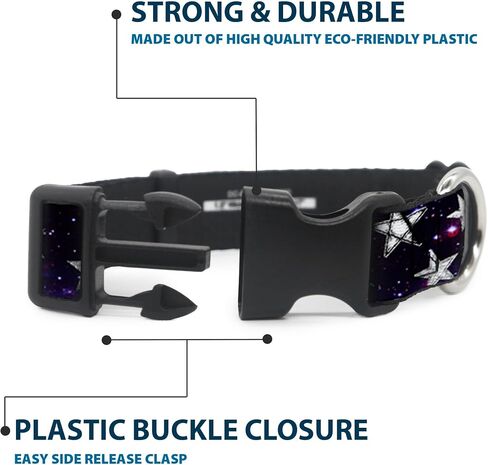 Buckle-Down Plastic Clip Collar - Glowing Stars in Space Black/Purple/White - 1" Wide - Fits 9-15" Neck - Small in Kuwait