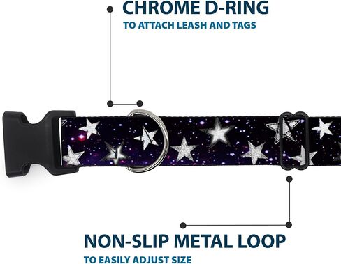 Buckle-Down Plastic Clip Collar - Glowing Stars in Space Black/Purple/White - 1" Wide - Fits 9-15" Neck - Small in Kuwait