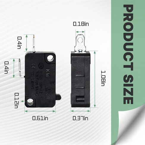 مفتاح صغير KW7-0، مفتوح عادة، 16 أمبير 125 فولت/250 فولت، بديل لمقلاة الهواء XL، Power XL، Vortex، مفاتيح دقيقة لفرن الميكروويف والطباخ التعريفي، 2 دبابيس 1NO 1NC in Kuwait