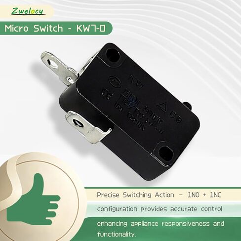 مفتاح صغير KW7-0، مفتوح عادة، 16 أمبير 125 فولت/250 فولت، بديل لمقلاة الهواء XL، Power XL، Vortex، مفاتيح دقيقة لفرن الميكروويف والطباخ التعريفي، 2 دبابيس 1NO 1NC in Kuwait