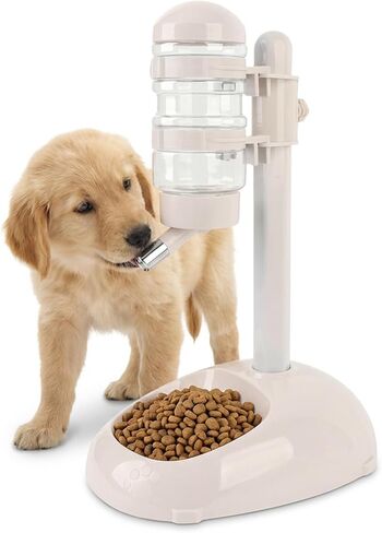 Pet Standing Water Dispenser Feeder, 500ml Dog Water Feeder Bottle Adjustable Raised Pet Food Bowl for Dogs Detachable Bottles Easy Cleaning (Pink) in Saudi Arabia