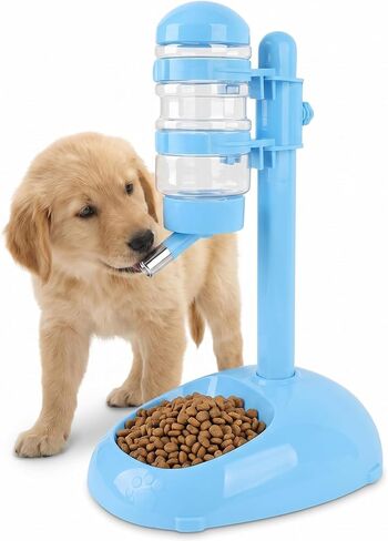Pet Standing Water Dispenser Feeder, 500ml Dog Water Feeder Bottle Adjustable Raised Pet Food Bowl for Dogs Detachable Bottles Easy Cleaning (Pink) in Saudi Arabia