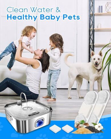 16+16 Pack Dog Water Filter Replacement Compatible with MAILOFY WF120/WF160, Dogs Water Fountain Filter Fit for Zuqqony DYSJ01, Filters & Sponges for 12L/3.2Gal/410oz Dog Water Bowl Dispenser in Kuwait