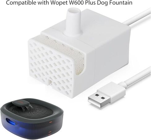 نوافير الحيوانات الأليفة من WOPET، مضخة ذكية بديلة لنافورة مياه الكلاب W600 Plus للكلاب الكبيرة، متوافقة مع نافورة الحيوانات الأليفة W600 PLUS سعة 6 لتر مع ضوء أزرق LED in Kuwait