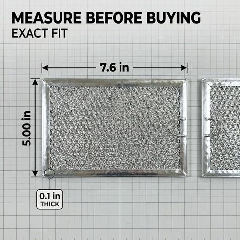 2-Pack Microwave Grease Filter Replacement, 7.6x5.x0.1Inch, Washable Aluminum Mesh Exhaust Hood Vent Filter, Compatible with GE JVM6175EK5ES,JVM6172SK5SS, JVM6175SK5SS,JVM6175YK5FS in Saudi Arabia