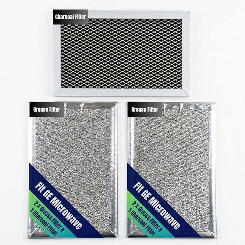 2-Pack Microwave Grease Filter Replacement, 7.6x5.x0.1Inch, Washable Aluminum Mesh Exhaust Hood Vent Filter, Compatible with GE JVM6175EK5ES,JVM6172SK5SS, JVM6175SK5SS,JVM6175YK5FS in Saudi Arabia