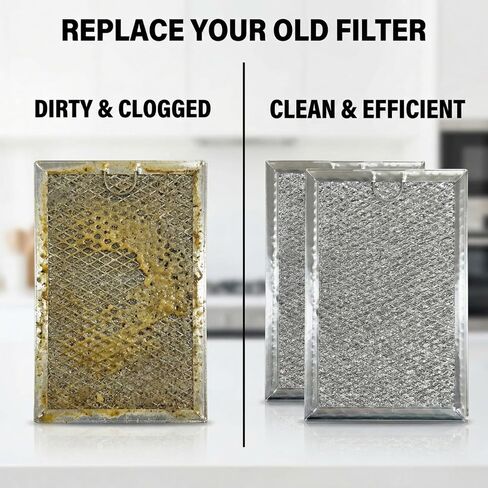 2-Pack Microwave Grease Filter Replacement, 7.6x5.x0.1Inch, Washable Aluminum Mesh Exhaust Hood Vent Filter, Compatible with GE JVM6175EK5ES,JVM6172SK5SS, JVM6175SK5SS,JVM6175YK5FS in Saudi Arabia