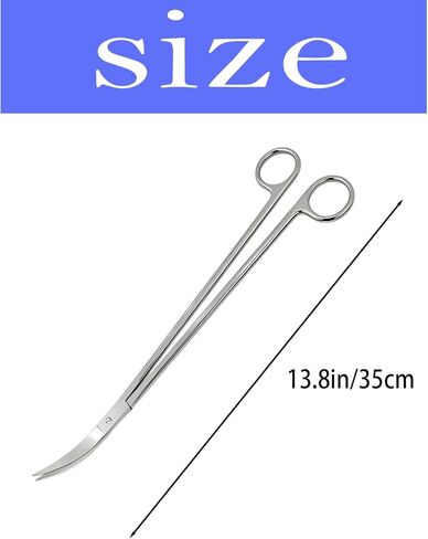 Aquarium Scissors, 13.8" Aquarium Scissors Extra Long,Stainless Steel Curved Scissors, Professional Aquarium Plant Scissors, Silver in Kuwait