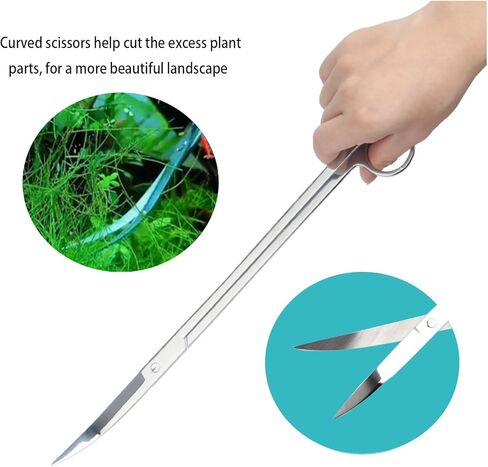 Aquarium Scissors, 13.8" Aquarium Scissors Extra Long,Stainless Steel Curved Scissors, Professional Aquarium Plant Scissors, Silver in Kuwait