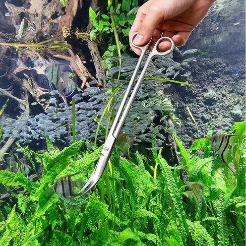 Aquarium Scissors, 13.8" Aquarium Scissors Extra Long,Stainless Steel Curved Scissors, Professional Aquarium Plant Scissors, Silver in Kuwait
