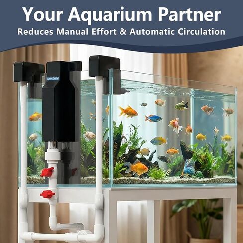 Ultra Slim Aquarium Overflow Box for Rimless Tanks, No-Drill Silent U-Tube Siphon, Dual Inlet Skimmer for Waste & Oil Film, 5000 L/H High Flow, Fits 12–18 inch Aquariums in Kuwait