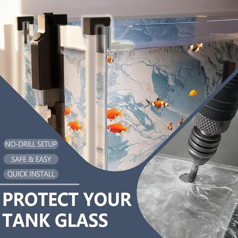 Ultra Slim Aquarium Overflow Box for Rimless Tanks, No-Drill Silent U-Tube Siphon, Dual Inlet Skimmer for Waste & Oil Film, 5000 L/H High Flow, Fits 12–18 inch Aquariums in Kuwait