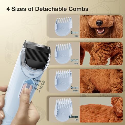 PETGUGU Dog Grooming Vacuum, Pet Grooming Vacuum with Clipper Nail Grinder, 2.5L Dust Cup Dog deshedding Brush with 7 in 1 Dog Grooming Kit,3 Settings Adjustable Speed and Temperature Control Blower in Kuwait
