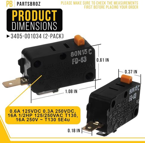 PartsBroz Door Switch for Samsung ME17R7021ES Microwave Oven Door Switch Replacement in Kuwait