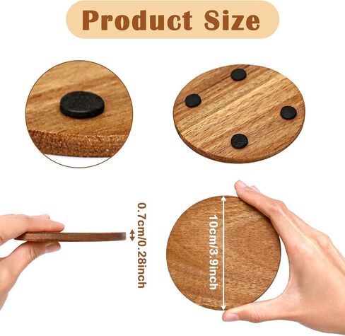 20 Pieces Unfinished Wood Coasters, 4 Inch Square and Round Blank Wooden Coasters for Crafts with Non-Slip Silicon Dots for DIY Stained Painting Wood Engraving Home Decoration in Saudi Arabia