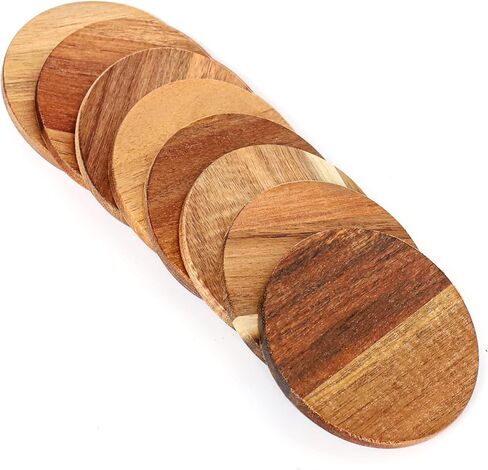 20 Pieces Unfinished Wood Coasters, 4 Inch Square and Round Blank Wooden Coasters for Crafts with Non-Slip Silicon Dots for DIY Stained Painting Wood Engraving Home Decoration in Saudi Arabia