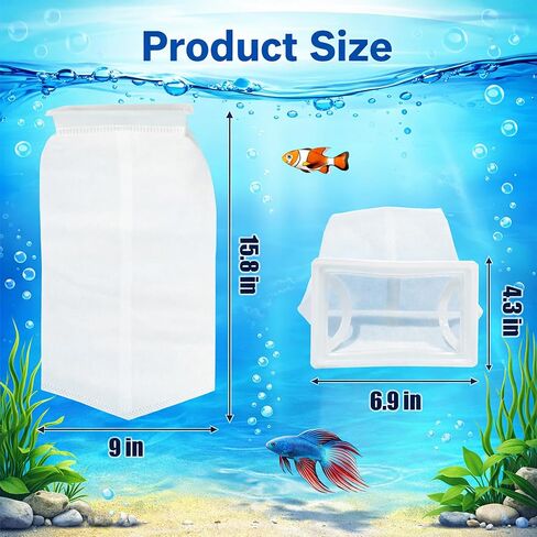 2-Pack Rectangle Filter Socks for Aquarium, 7″x4.5″ Durable Polyester Mesh, 200 Micron Efficient Debris Filtration for Saltwater & Freshwater Fish Tanks in Kuwait