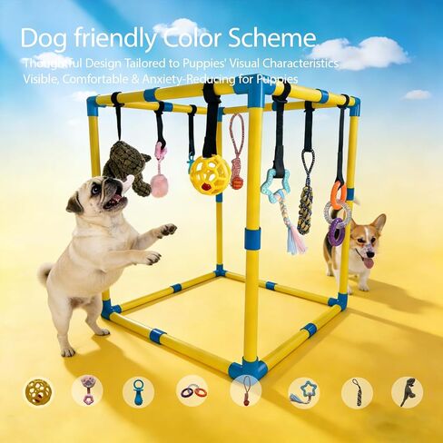 Puppy Play Gym، ألعاب إثراء الجراء لإبقائهم مشغولين، 9 ألعاب معلقة قابلة للفصل/الاستبدال، ألعاب للكلاب للمتعة والتمرين in Kuwait