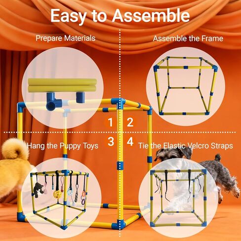Puppy Play Gym، ألعاب إثراء الجراء لإبقائهم مشغولين، 9 ألعاب معلقة قابلة للفصل/الاستبدال، ألعاب للكلاب للمتعة والتمرين in Kuwait