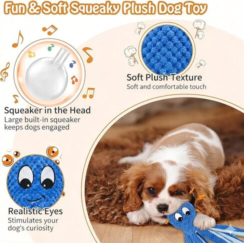 Dog Squeak Toys, No Stuffing Plush Dogs Chew Toy Bundle, Tough Plush Chew Toys with Reinforced Stitching, Crinkle & Squeaky, Hidden Treat Pocket for Heavy Chewers in Kuwait