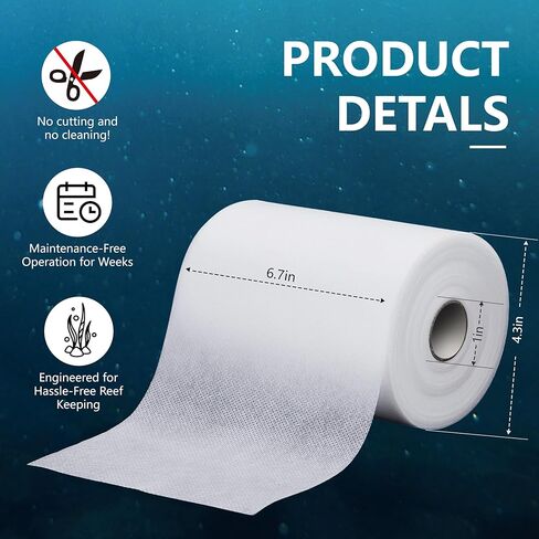 Aquarium Filter Fleece Roll 1200 Replacement - 115 Feet Long x 6.78 Inches High, Premium Filtration Media for Crystal Clear Reef & Saltwater Tanks, Easy Install Roll in Kuwait