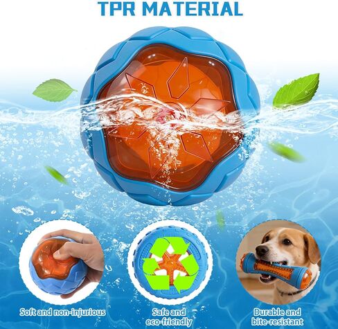 3 Pcs Dog Pool Floating Toys,TPR Bite Resistant Squeaky Dog Water Toy for Medium Large Dog,Interactive Dog Toys for Throwing Fetching,for Summer Outdoor Lake Beach Training Playing with storage bag in Kuwait