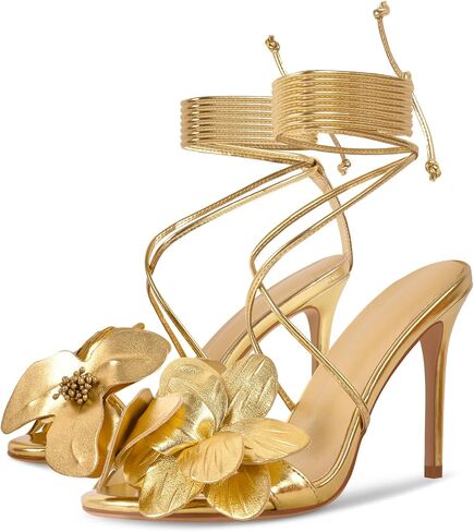 Women's Gladiator High Heels Lace Up Floral Heeled Sandals Round Toe Stilettos in Saudi Arabia