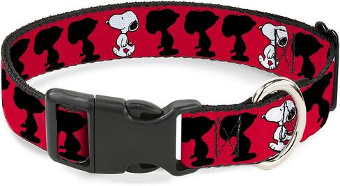 Peanuts Worldwide LLC طوق الحيوانات الأليفة، طوق الكلب مشبك بلاستيكي، صورة ظلية للمشي سنوبي الفول السوداني أحمر أسود أبيض، من 15 إلى 24 بوصة بعرض 1.0 بوصة in Kuwait