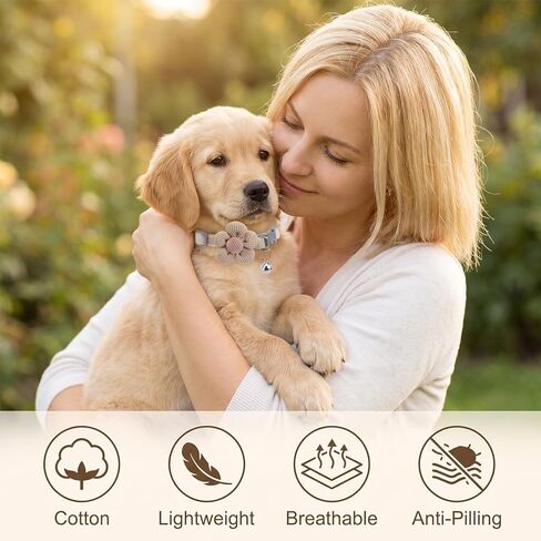 Larrel 2PCS Small Dog Collar with Flower, Breakaway Cat Collars with Bells, Adjustable Pet Collar, Cute Flower Pet Collars for Cats, Dogs, Kittens and Puppies (Pink, White) in Kuwait