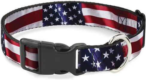 Buckle-Down Plastic Clip Collar - American Flag Vivid CLOSE-UP - 1" Wide - Fits 15-26" Neck - Large in Kuwait