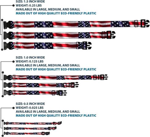 Buckle-Down Plastic Clip Collar - American Flag Vivid CLOSE-UP - 1" Wide - Fits 15-26" Neck - Large in Kuwait