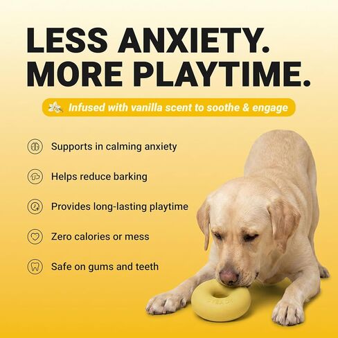 Steady Calming Dog Chew Toy | Infused Vanilla Scent for Anxiety | Ultra Durable for Aggressive Chewers | Made in USA | Natural Rubber Formula | Zero Calories | Safe for Teeth — Small Dogs up to 35 lbs in Kuwait