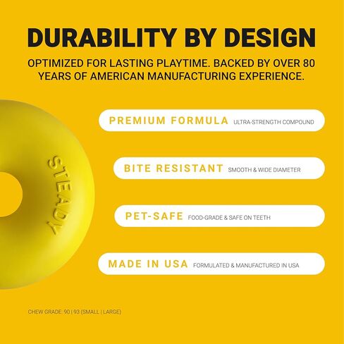 Steady Calming Dog Chew Toy | Infused Vanilla Scent for Anxiety | Ultra Durable for Aggressive Chewers | Made in USA | Natural Rubber Formula | Zero Calories | Safe for Teeth — Small Dogs up to 35 lbs in Kuwait